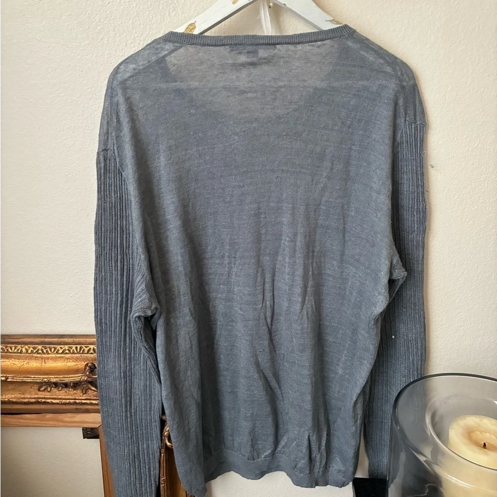 John Varvatos Men's Gray Linen Crewneck Sweater Size L Pullover